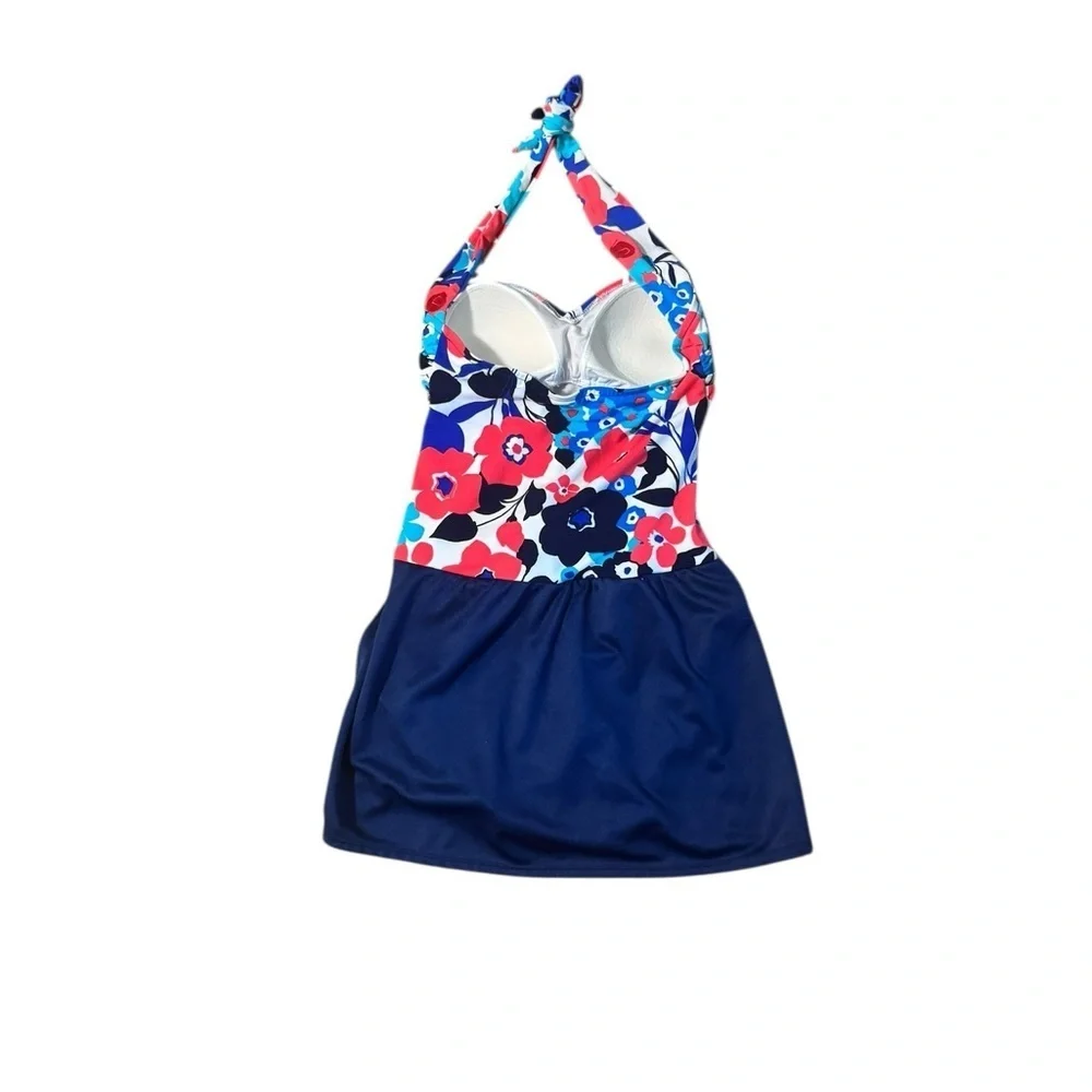 Catalina Swimsuit Women’s Small Floral Skirt Dress Halter Suddenly Slim Beach